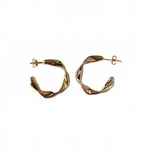 NEW GOLDFI women's crimped half-hoop earrings in gold